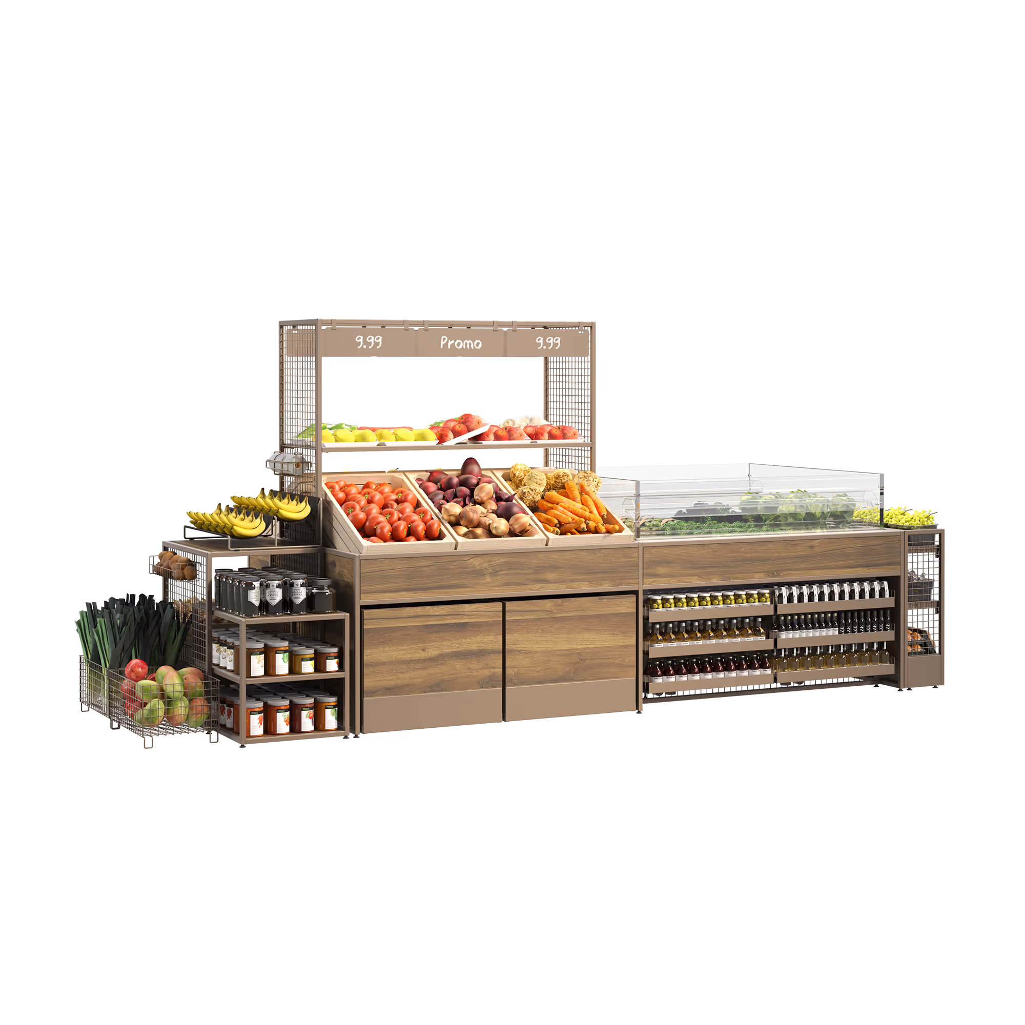Fresh Produce Island: Shelving + Refrigeration